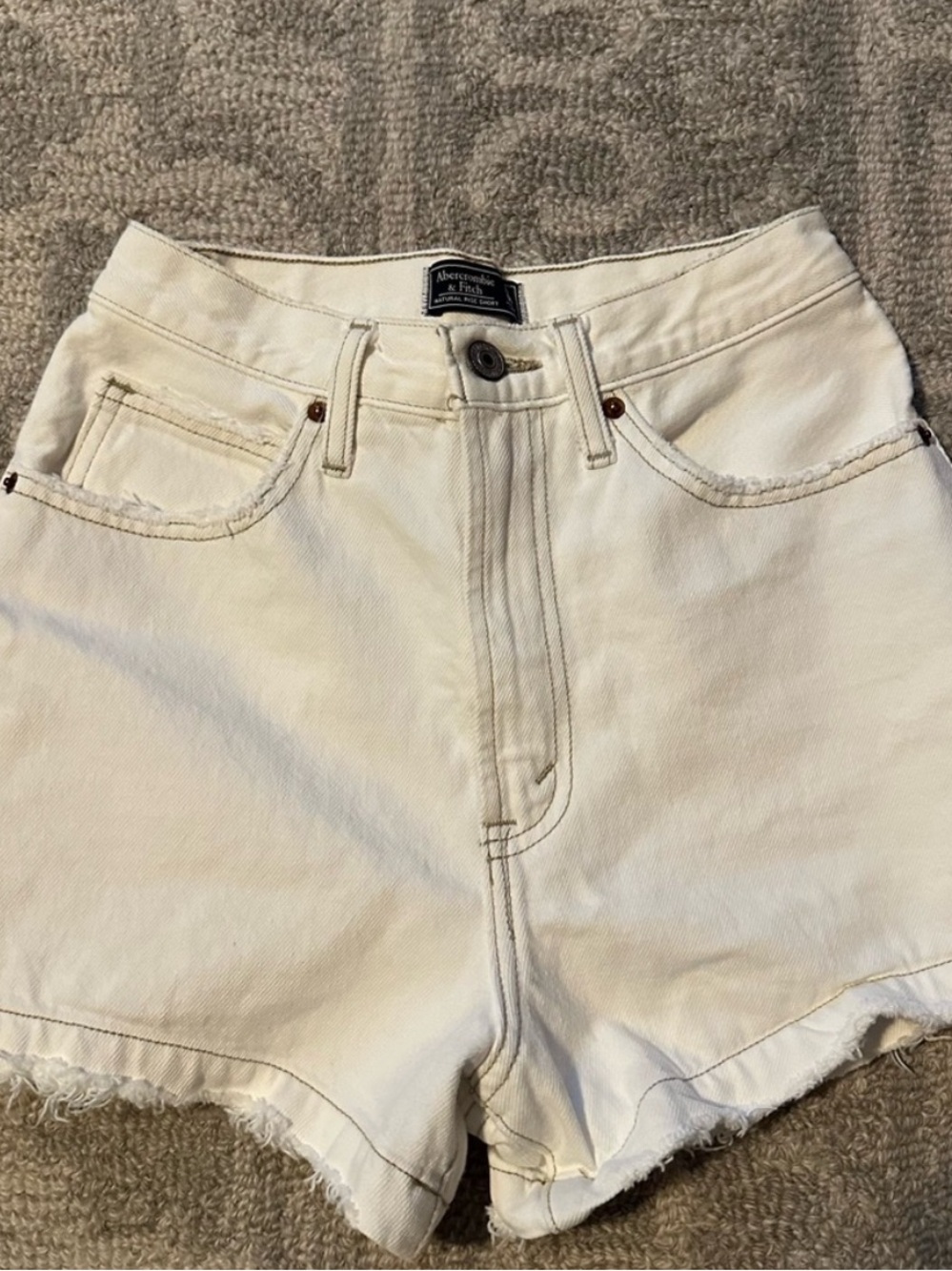 Abercrombie & Fitch Ultra High Rise White Denim Shorts | 24